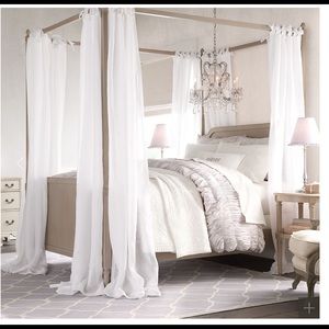 Restoration Hardware Sheer Belgian Linen Bed Canopy Panels Set of 2
